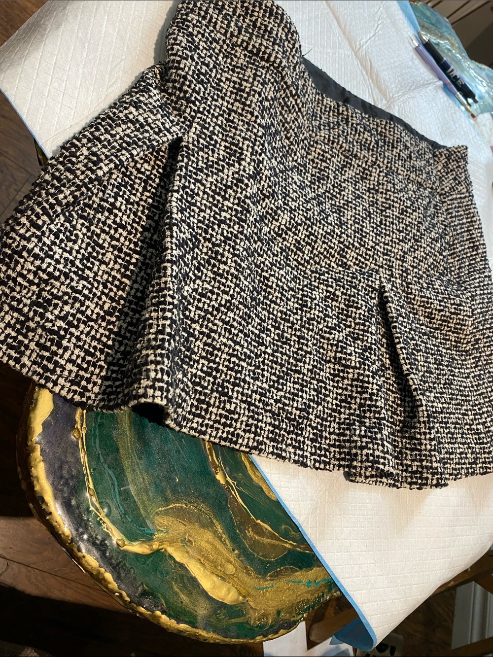 Express Black and White Tweed Circle Skirt
